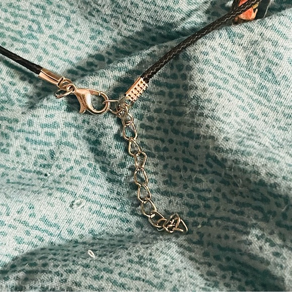 New Vegan Leather Sterling Silver Unakite Jasper Natural Stone Artisan Necklace - Picture 10 of 12